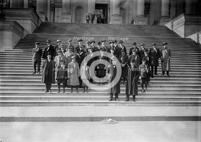 Cotton Growers On Capitol Steps - Congressman Tom Heflin of Alabama, Front Center, 1912. Creator: Harris & Ewing.