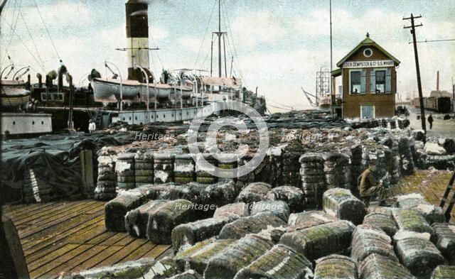 Cotton wharves, New Orleans, Louisiana, USA, early 20th century. Artist: Unknown