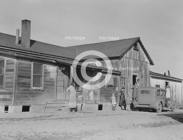 Cotton workers, outskirts of Firebaugh, west side of San Joaquin Valley, California, 1939. Creator: Dorothea Lange.