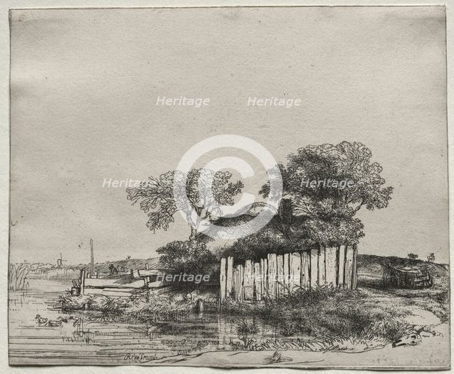Cottage with a White Paling, 1648. Creator: Rembrandt van Rijn (Dutch, 1606-1669).