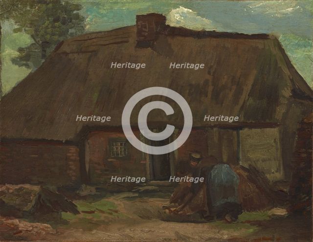 Cottage with Peasant Woman Digging , 1885. Creator: Gogh, Vincent, van (1853-1890).