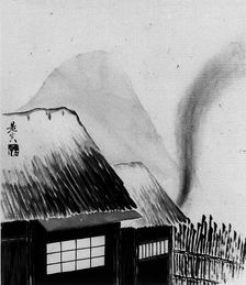 Cottage and Mountains, 19th century. Creator: Shibata Zeshin