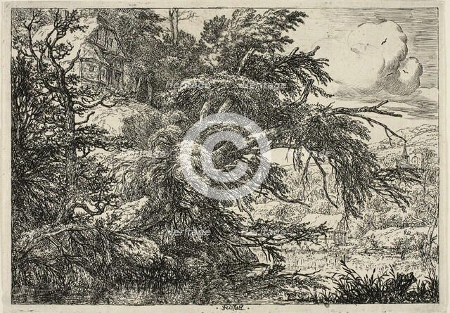 Cottage at the Top of a Hill, c. 1660. Creator: Jacob van Ruisdael.