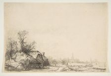 Cottage beside a Canal with a View of Ouderkerk, ca. 1641. Creator: Rembrandt Harmensz van Rijn