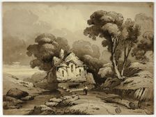 Cottage Beside Winding Road in Wooded Landscape, n.d. Creator: James Robertson