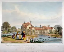 Cottage erected in St James's Park for the Ornithological Society of London, Westminster, 1844. Artist: John Burges Watson