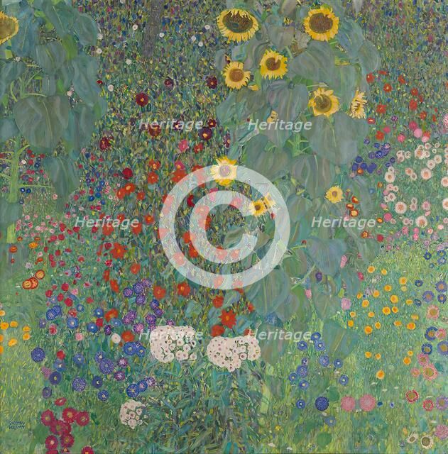 Cottage garden with sunflowers, 1906. Creator: Gustav Klimt.