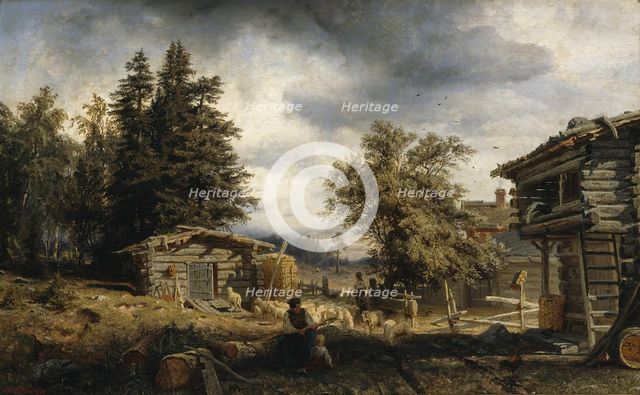 Cottage in Kuru, 1859. Creator: Werner Holmberg.