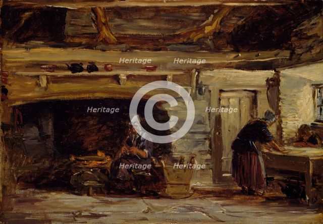 Cottage Interior, Trossavon near Bettws-y-Coed, 1844-1847. Creator: David Cox the elder.