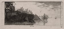 Cottage on a Rocky Promentory along a River. Creator: Antoine de Marcenay de Ghuy (French, 1724-1811)