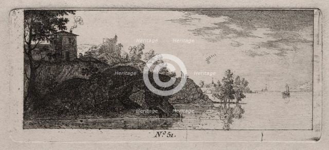 Cottage on a Rocky Promentory along a River. Creator: Antoine de Marcenay de Ghuy (French, 1724-1811).