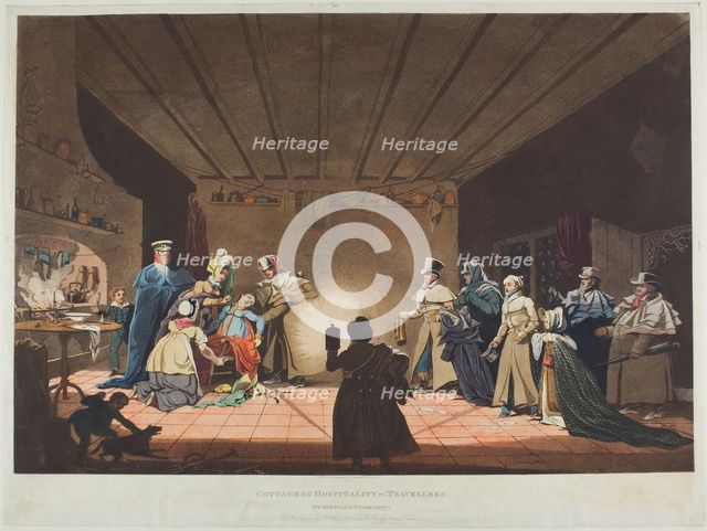Cottagers' Hospitality to Travellers or The Coach Broke Down, published March 27, 1819. Creator: James Pollard.