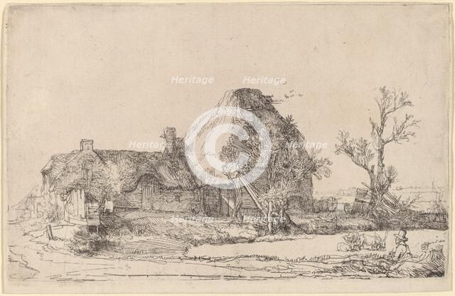 Cottages and Farm Buildings with a Man Sketching, c. 1645. Creator: Rembrandt Harmensz van Rijn.