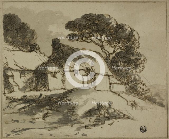 Cottages and Trees on Hillside, n.d. Creator: Thomas Monro.