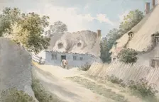 Cottages in a Village Street, 18th century. Artist: John Baptist Malchair