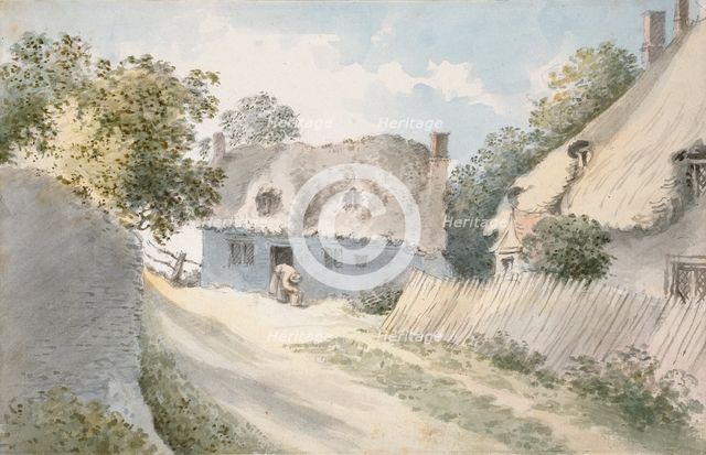 Cottages in a Village Street, 18th century. Artist: John Baptist Malchair.