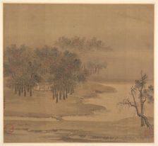 Cottages in a Misty Grove in Autumn, 1117. Creator: Li Anzhong (Chinese, active first half of the 1100s)
