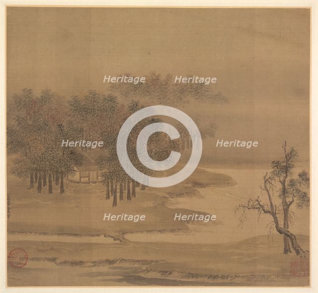 Cottages in a Misty Grove in Autumn, 1117. Creator: Li Anzhong (Chinese, active first half of the 1100s).