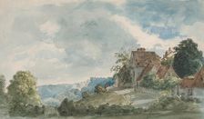 Cottages in an Extensive Landscape, late 1820s. Creator: William Henry Hunt