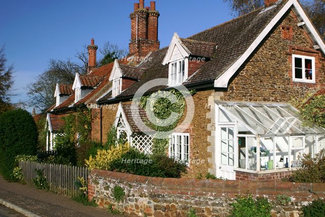 Cottages in the village of Castle Rising, King's Lynn, Norfolk, 2005.  Creator: Peter Thompson.