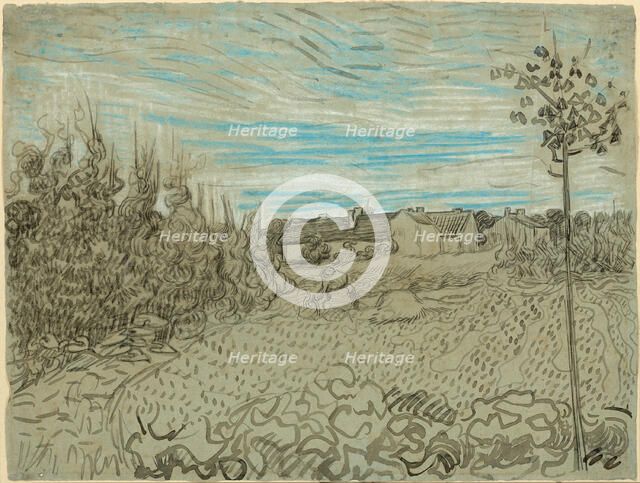 Cottages with a Woman Working in the Middle Ground, 1890. Creator: Vincent van Gogh.