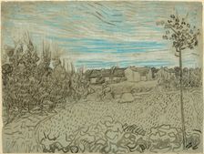 Cottages with a Woman Working in the Middle Ground, 1890. Creator: Vincent van Gogh