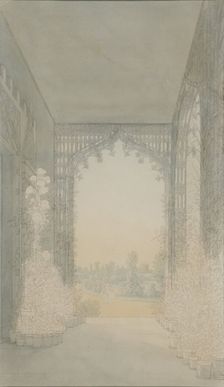 Cottege Palace in the Alexandria Park in Peterhof. Balcony in the study of Empress
