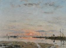 Coucher de soleil à marée basse (Sunset at low tide), 1884. Creator: Eugene Louis Boudin