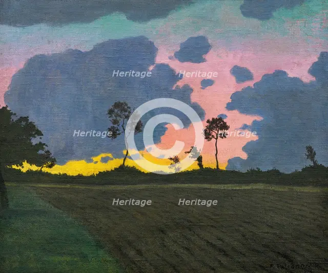 Coucher de soleil, nuages ??bleus (sunset, blue clouds), 1918. Creator: Vallotton, Felix Edouard (1865-1925).