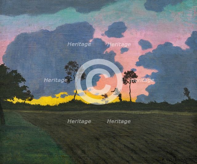 Coucher de soleil, nuages ??bleus (sunset, blue clouds), 1918. Creator: Vallotton, Felix Edouard (1865-1925).