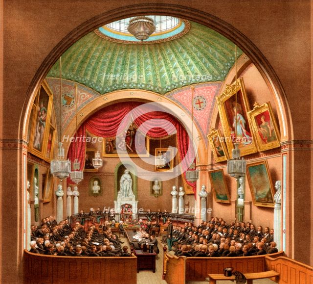 Council Chamber, Guildhall, City of London, 1886.Artist: William Griggs