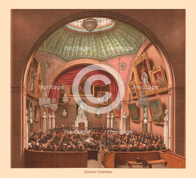 Council Chamber London Guildhall, 1886. Artist: Unknown.