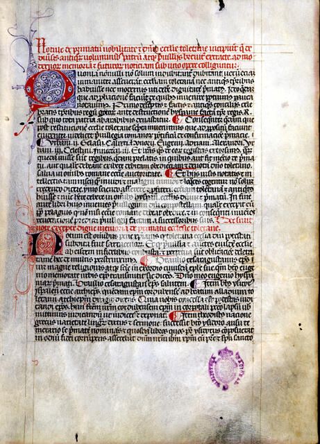 Council of Toledo, page from the 'Primacía de la Iglesia de Toledo', manuscript, 1253.