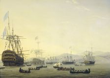 Council of War on board the Queen Charlotte commanded by Lord Exmouth, prior to the Bombardment o Creator: Nicolaus Baur