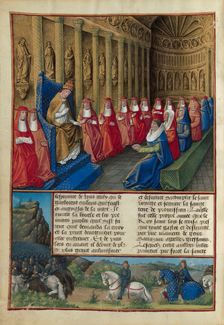 Council of Lyon and excommunication of Frederick II, 1245. From "Les Passages d'outremer"... 1474. Creator: Jean Colombe