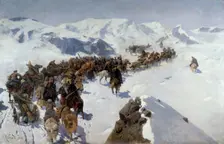 Count Argutinsky Crossing the Caucasian Range 1892. Artist: Franz Roubaud
