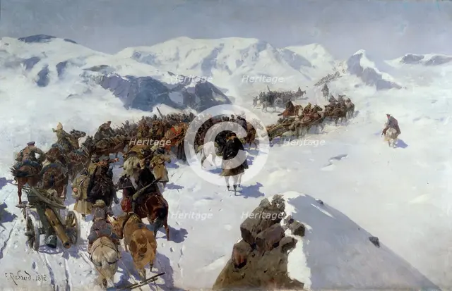 'Count Argutinsky Crossing the Caucasian Range', 1892. Artist: Franz Roubaud