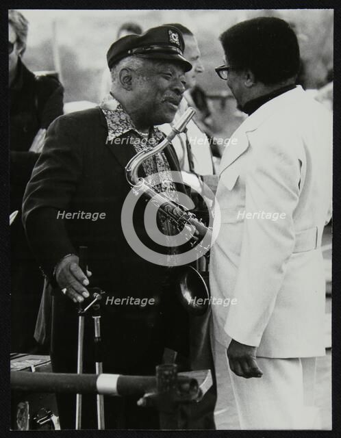 Count Basie chatting with Illinois Jacquet at the Capital Radio Jazz Festival, London, July 1979. Artist: Denis Williams
