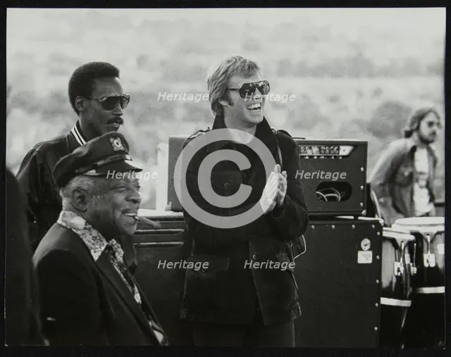 Count Basie with singer Dennis Rowland and drummer Butch Miles at the Capital Radio Jazz Festival, L Creator: Denis Williams.