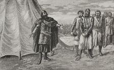 Count Berenguer Ramón II before El Cid, 1890. Creator: Joan Serra y Pausas