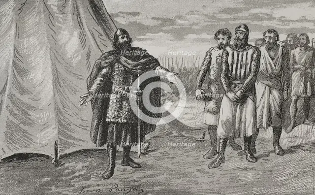Count Berenguer Ramón II before El Cid, 1890.  Creator: Joan Serra y Pausas.