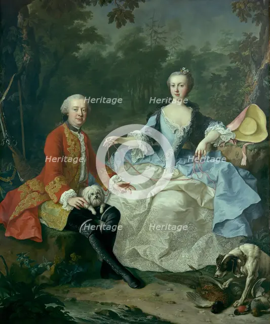 Count Giacomo Durazzo (1717-1794) in the Guise of a Huntsman with His Wife..., prob early 1760s. Creator: Martin van Meytens.