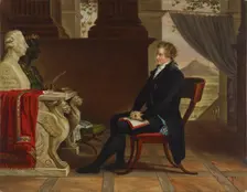 Count Gustaf Mauritz Armfelt meditating in front of the busts of Gustav III and Caesar, 1793-1794. Creator: Louis Gauffier