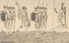 Count de Rochambeau, French General of the Land Forces in America Reviewing the F..., April 1, 1781. Creator: Anon