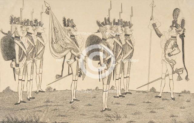 Count de Rochambeau, French General of the Land Forces in America Reviewing the F..., April 1, 1781. Creator: Anon.