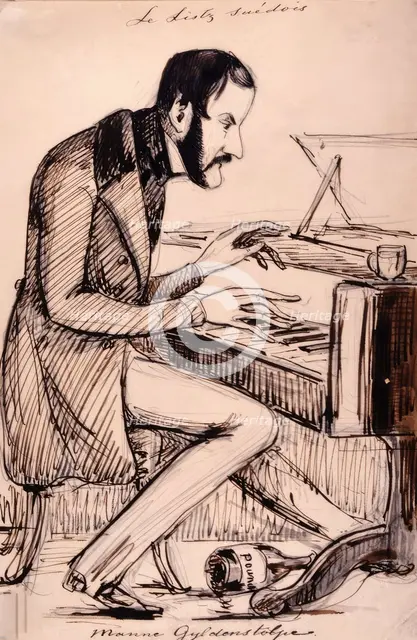 Count Emanuel Gyldenstolpe plays Listz on the piano. (c1850s)  Creator: Fritz von Dardel.