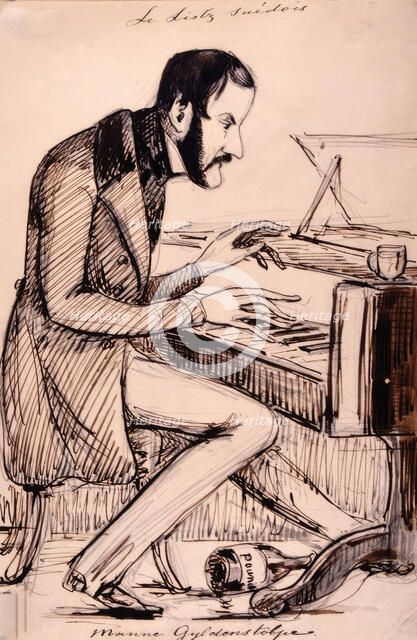 Count Emanuel Gyldenstolpe plays Listz on the piano. (c1850s)  Creator: Fritz von Dardel.