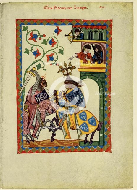 Count Friedrich II von Leiningen (From the Codex Manesse), Between 1305 and 1340. Artist: Anonymous  