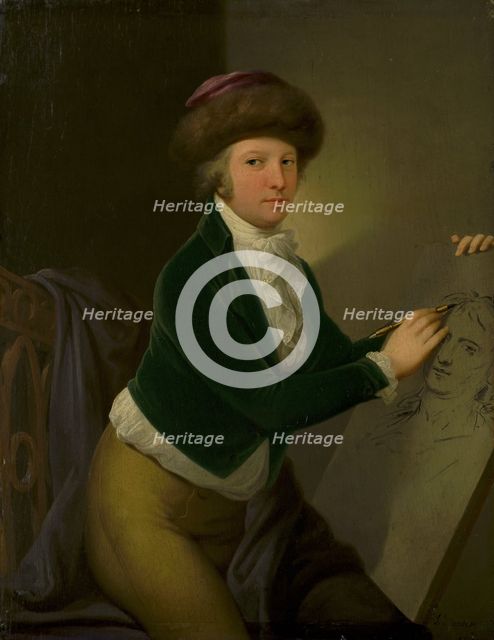 Count Ján Hadik sketching Stunder's portrait, c1797. Creator: Ján Jakub Stunder.