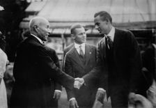 Count Okuma welcomes Paul Des Jardien of Chicago baseball team, 11/18/15, 1915. Creator: Bain News Service